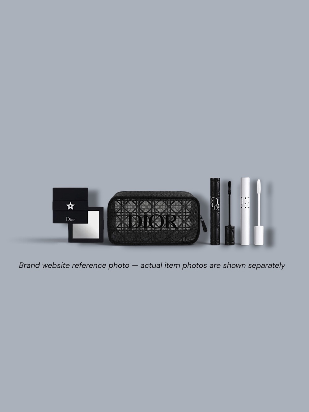 Dior Black Mesh Pouch + Star Compact Mirror & Diorshow Mascara Set